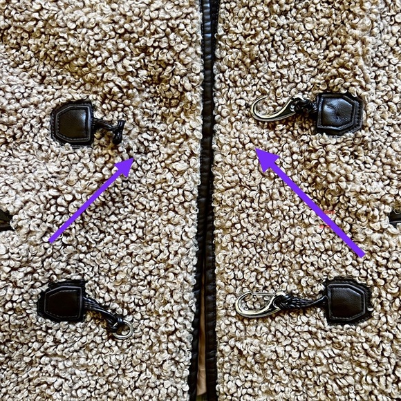 Avec Les Filles Faux Fur Toggle Coat Sherpa Shearling Brown - Picture 13 of 16